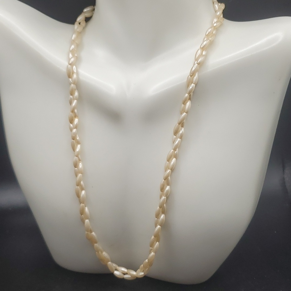 N3039 vine twist pearl faux necklace